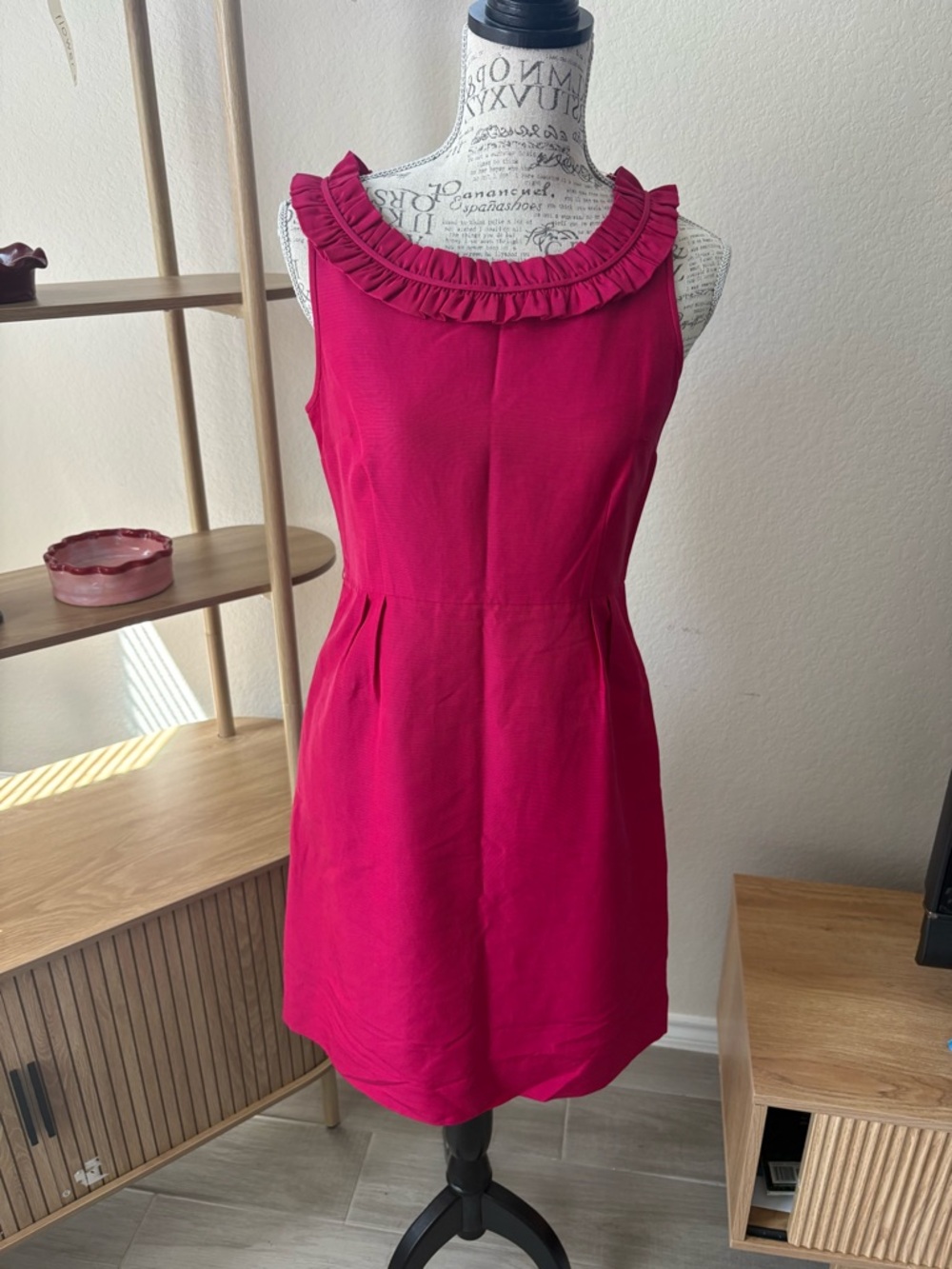 Kate Spade Fuchsia Sleeveless Ruffle-Neck Dress